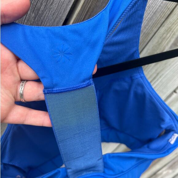Athleta Blue Racerback High Neck Sports Bra Workout Tank‎ Top Size S - Picture 3 of 7